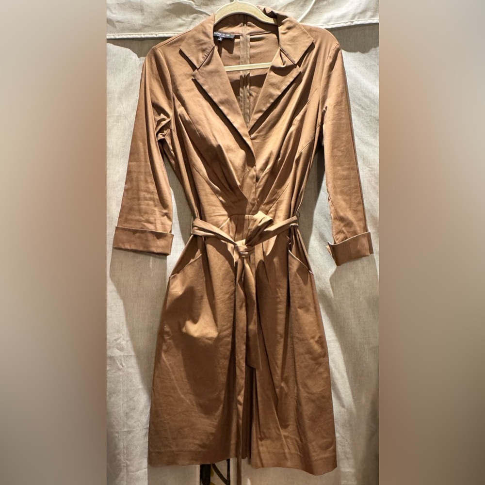Lafayette 148 NY Brown Belted Shirt Dress, Size 10